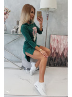 Suknelė su spalvinga aplikacija (Tamsi) (Žalia)