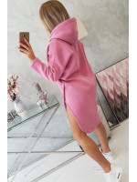 Džemperis - suknelė su gobtuvu ir skeltuku (Rožinė)