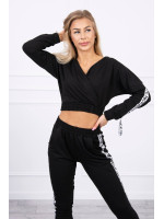 Dviejų dalių kostiumėlis su juostelėmis (Juoda)