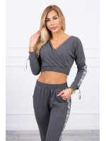 Dviejų dalių kostiumėlis su juostelėmis (Šviesi grafito)