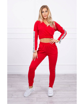 Dviejų dalių kostiumėlis su juostelėmis (Raudona) Dviejų dalių kostiumėlis su juostelėmis (Raudona)