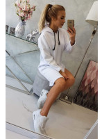 Pašiltinta suknelė su skeltuku ir gobtuvu (Balta)