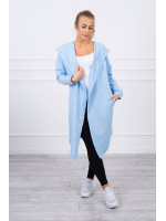 Ilgas kardiganas su gobtuvu (Žydra)