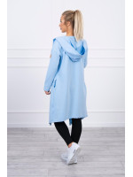 Ilgas kardiganas su gobtuvu (Žydra)