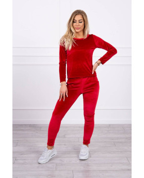 Veliūrinis kostiumėlis su paraukimu nugaroje (Raudona)