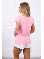 Palaidinė su paveikslėliu „Lips“ (Šviesiai rožinė)