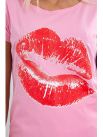 Palaidinė su paveikslėliu „Lips“ (Šviesiai rožinė)