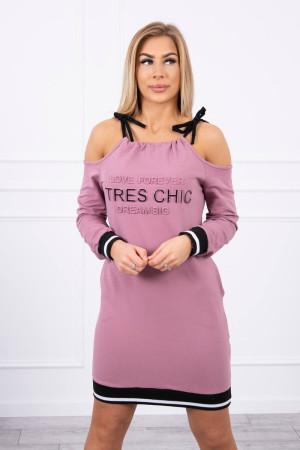Suknelė su užrašu „Tres Chic“ (Tamsi rožinė)