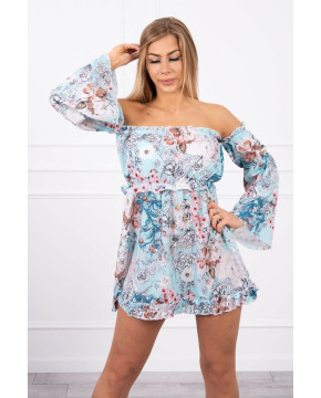 Gėlėta suknelė su ilgomis rankovėmis ir atvirais pečiais (Mėtos) Gėlėta suknelė su ilgomis rankovėmis ir atvirais pečiais (Mėtos)