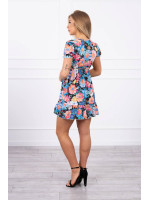 Gėlėta suknelė su V formos iškirpte (Juoda)