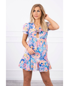 Gėlėta suknelė su V formos iškirpte (Mėlyna su violetine) Gėlėta suknelė su V formos iškirpte (Mėlyna su violetine)