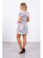 Gėlėta suknelė su V formos iškirpte (Šviesiai rožinė)