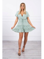 Suknelė su trumpomis rankovėmis ir dirželiu (Tamsi mėtos)