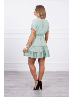 Suknelė su trumpomis rankovėmis ir dirželiu (Tamsi mėtos)