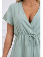 Suknelė su trumpomis rankovėmis ir dirželiu (Tamsi mėtos)