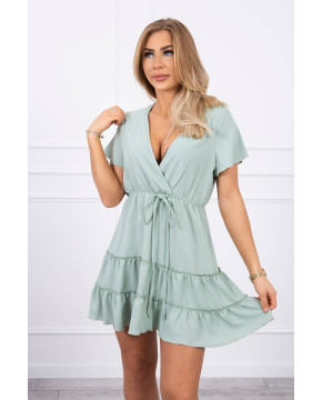 Suknelė su trumpomis rankovėmis ir dirželiu (Tamsi mėtos) Suknelė su trumpomis rankovėmis ir dirželiu (Tamsi mėtos)