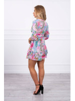 Gėlėta suknelė su V iškirpte ir dirželiu (Violetinė)