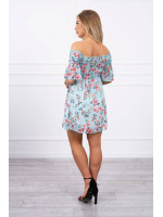 Gėlėta suknelė su plačiomis rankovėmis (Mėtos)
