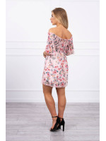 Gėlėta suknelė su plačiomis rankovėmis (Šviesiai rožinė)