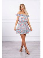 Gėlėta suknelė su atvirais pečiais (Mėtos)