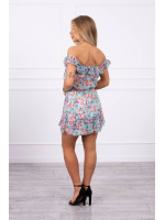 Gėlėta suknelė su atvirais pečiais (Mėtos)