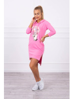 Suknelė su spalvinga aplikacija (Šviesi) (Rožinė)