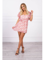 Gėlėta suknelė su dirželiu (Šviesiai rožinė)