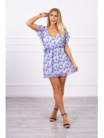 Gėlėta suknelė su dirželiu (Violetinė)