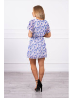 Gėlėta suknelė su dirželiu (Violetinė)