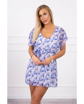 Gėlėta suknelė su dirželiu (Violetinė)