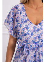 Gėlėta suknelė su dirželiu (Violetinė)