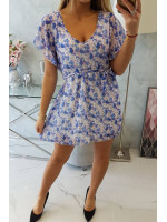 Gėlėta suknelė su dirželiu (Violetinė)