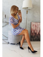 Gėlėta suknelė su dirželiu (Violetinė)