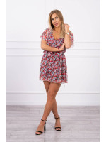 Gėlėta suknelė su dirželiu (Juoda)