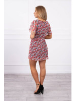 Gėlėta suknelė su dirželiu (Juoda)