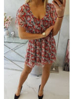 Gėlėta suknelė su dirželiu (Juoda)