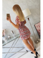 Gėlėta suknelė su dirželiu (Juoda)