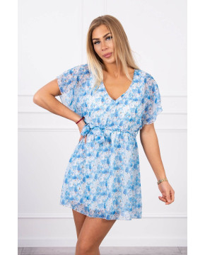 Gėlėta suknelė su dirželiu (Mėlyna) Gėlėta suknelė su dirželiu (Mėlyna)