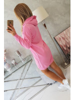 Vienspalvė suknelė džemperis su gobtuvu (Šviesiai rožinė)