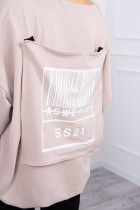 Oversized su iškirpte sweatshirt (Smėlio spalva)