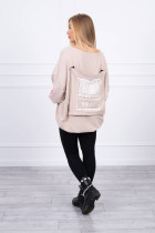 Oversized su iškirpte sweatshirt (Smėlio spalva)