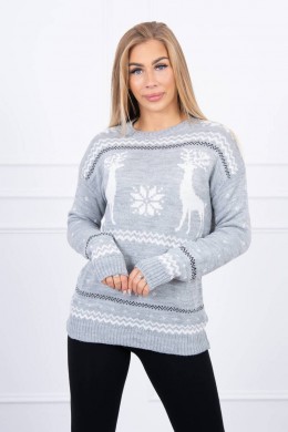 Kalėdinis megztinis su elniais (Pilka)