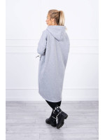 Ilgas pašiltintas megztinis su užtrauktuku (Pilka)