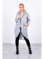 Ilgas pašiltintas megztinis su užtrauktuku (Pilka)