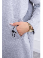 Ilgas pašiltintas megztinis su užtrauktuku (Pilka)