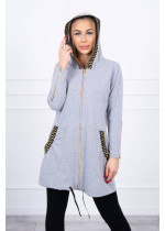 Sweatshirtsu a dekoratyvinėmis tape (Pilka)