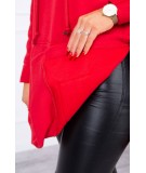 Pašiltintas megztinis su skeltukais šonuose (Raudona)