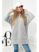 Pašiltintas megztinis su skeltukais šonuose (Pilka)