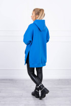 Pašiltintas megztinis su skeltukais šonuose (Mėlyna)