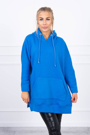 Pašiltintas megztinis su skeltukais šonuose (Mėlyna)
